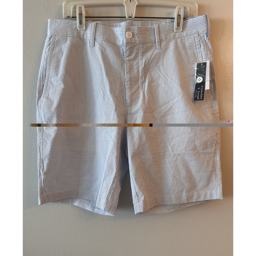 Bleeker And Broad Men's Seersucker Shorts Blue Size 31 (On Tag) Measures 34